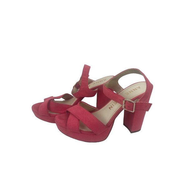 Anne Klein Pink Suede Platform Heels Strappy Open Toe Sandals Sz 7.5 Barbiecore - Picture 2 of 13